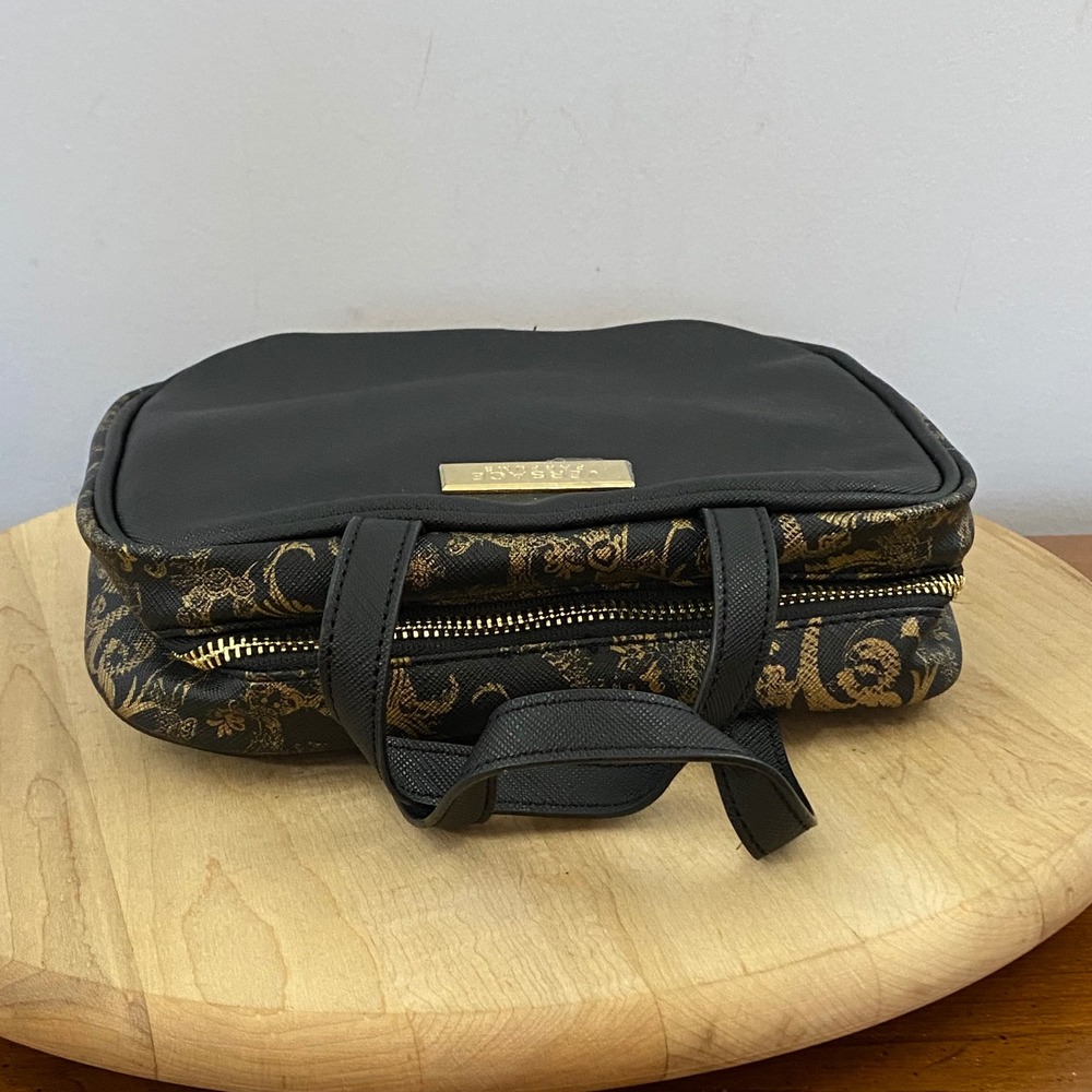 Versace Parfums Black Gold-Tone Travel Makeup Toiletry Case Cosmetic Pouch Bag - Picture 4 of 16